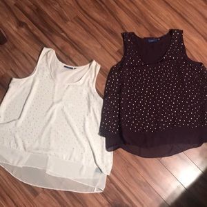 Two sleeveless flowing shirts, apt 9, XL